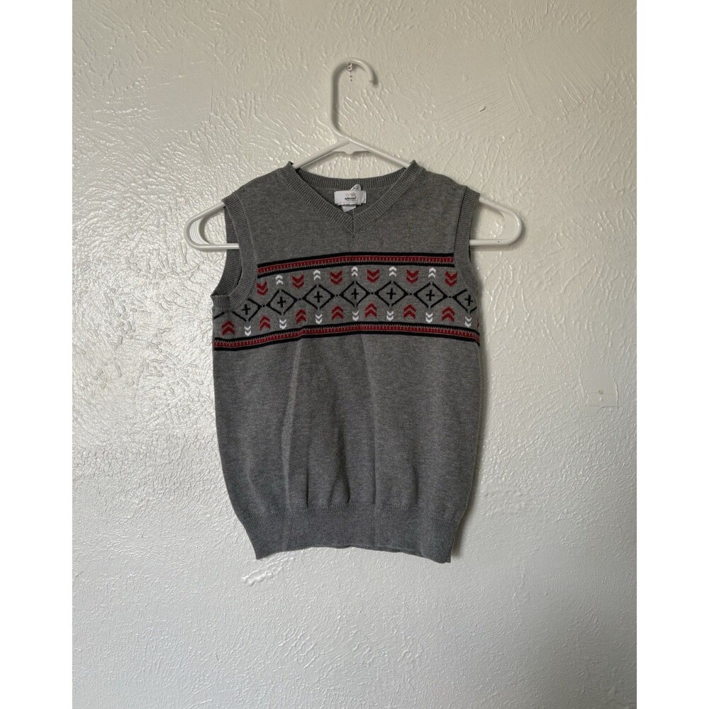 Special Editions Kids Gray Knitted Vest Size Medium 109% Cotton